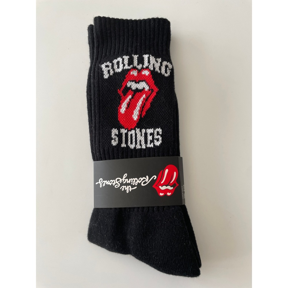 Rolling Stones Logo Black Crew Socks Red Tongue Logo One Size NEW in Packaging